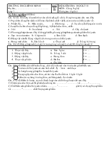 Đề kiểm tra học kỳ 2 môn : công nghệ thời gian 15 phút