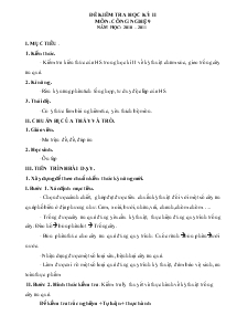 Đề kiểm tra học kỳ II môn: công nghệ 9 năm học: 2010 – 2011