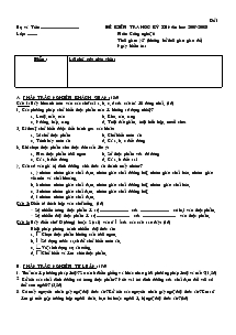 Đề kiểm tra học kỳ II (năm học 2007-2008) môn: công nghệ 6