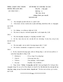Đề Thi Học Kì I Năm Học 2011-2012 Công Nghệ 6 - Trường THCS Long Hòa