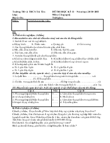 Đề thi học kỳ 2 – năm học: 2010-2011 môn: công nghệ 6