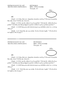 Đề Thi Học Kỳ I - Công Nghệ 6 - Trường THCS Thông Hoà