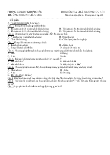 Đề Thi Kiểm Tra Chất Lượng Học Kì II Công Nghệ 6 - Trường THCS Nhuế Dương