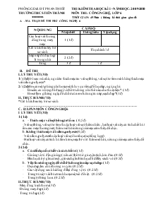 Đề Thi Kiểm Tra Học Kì I Công Nghệ Lớp 6 - Trường THCS Tiến Thành