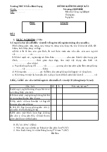 Đề Thi Kiểm Tra Học Kỳ I Công Nghệ Lớp 6 - Trường THCS Trần Bình Trọng