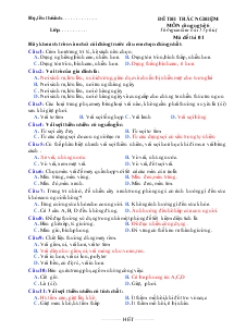 Đề thi trắc nghiệm môn công nghệ 6 thời gian làm bài: 15 phút