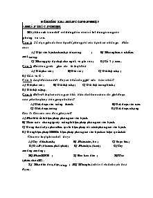 Đề trắc nghiệm kiểm tra môn công nghệ 7