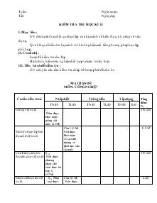 Giáo án Công nghệ 7 - Kiểm Tra Thi Học Kì II