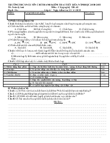 Kiểm tra 1 tiết đề a năm học 2010- 2011 tổ: toán lý hoá môn : công nghệ tiết: 62