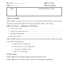 Kiểm tra: 1 tiết Lớp: 6 Môn: Công Nghệ 6