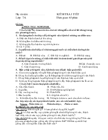 Kiểm tra 1 tiết lớp 7a thời gian: 45 phút