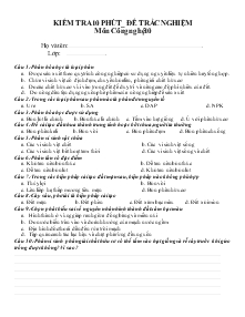 Kiểm tra 10 phút đề trắc nghiệm môn công nghệ10