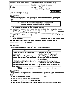 Kiểm tra học kì 2 - Năm học: 2006-2007 môn: công nghệ 6 (phần trắc nghiệm) thời gian: 15 phút