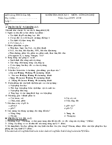 Kiểm tra học kì I - Môn: công nghệ năm học: 2009- 2010