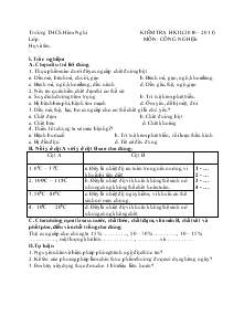 Kiểm tra học kì II (2010 – 2011)  môn: công nghệ 6