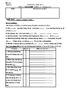 Kiểm tra học kỳ I môn : công nghệ - Khối : 6 - thời gian: 45 phút