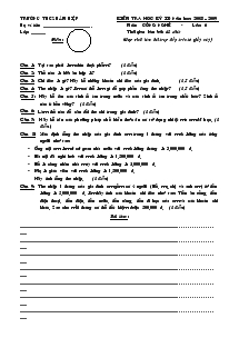 Kiểm tra học kỳ II - Năm học: 2008 – 2009 môn: công nghệ - lớp: 6