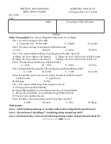 Kiểm tra học kỳ II (thời gian làm bài 45 phút) môn công nghệ 7