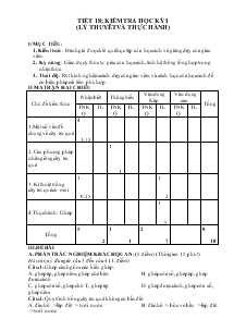 Bài giảng Tiết 18: Kiểm tra học kỳ I (lý thuyêt và thực hành)