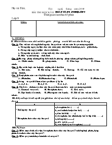 Bài thi học kỳ II -Môn công nghệ lớp 9 thời gian làm bài 45 phút
