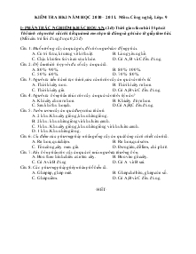 Đề 2 Kiểm tra học kì I năm học 2010 – 2011. môn: công nghệ , lớp: 9