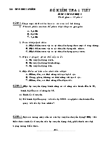 Đề kiểm tra 1 tiết môn Công nghệ 8