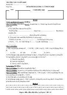 Đề kiểm tra 45 phút - Công nghệ 8 trưường THCS Liên Khê