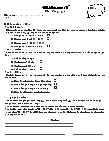 Đề kiểm tra 45 phút môn: Công nghệ