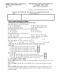 Đề kiểm tra chất lượng học kỳ I năm học 2009 – 2010 môn: Công nghệ lớp 8
