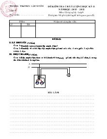 Đề kiểm tra chất lượng học kỳ II năm học: 2011 – 2012 môn: công nghệ – lớp 9