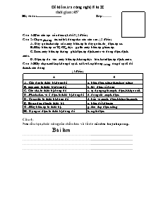 Đề kiểm tra Công nghệ 8 kì II - Thời gian: 45 phút