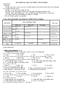 Đề kiểm tra học kì I môn Công nghệ 8