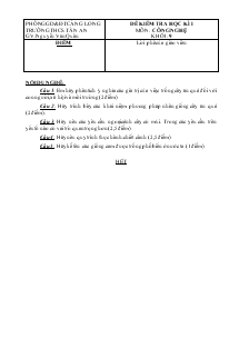 Đề kiểm tra học kì I môn: công nghệ khối: 9