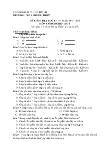 Đề kiểm tra học kì II - Năm 2007 - 2008 môn công nghệ lớp 9