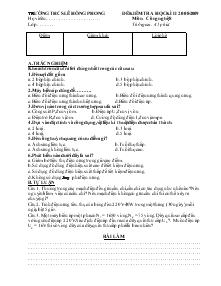 Đề kiểm tra học kì II năm 2008 - 2009 môn: Công nghệ 8