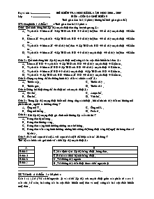 Đề kiểm tra học kì II – năm học 2006 – 2007 môn : công nghệ điện 9 thời gian làm bài 45 phút