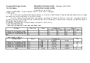 Đề kiểm tra học kì II – Năm học: 2011 - 2012 môn Công nghệ lớp 8