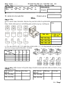 Đề kiểm tra học kỳ I năm học 2010 – 2011 môn: Công nghệ 8