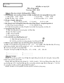 Đề kiểm tra học kỳ II môn: Công nghệ 8 năm học: 2010 – 2011