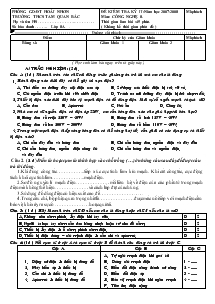 Đề kiểm tra kỳ II năm học 2007 - 2008 môn: Công nghệ 8. trường THCS Tam Quan Bắc