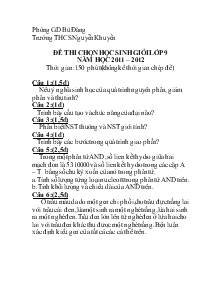 Đề thi chọn học sinh giỏi lớp 9 năm học 2011 – 2012 thời gian :150 phút (không kể thời gian chép đề )