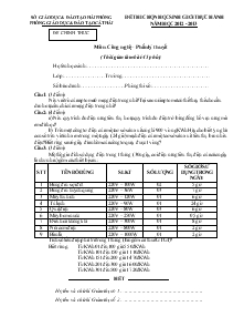 Đề thi chọn học sinh giỏi thực hành năm học 2012 - 2013 môn: công nghệ – phần lý thuyết