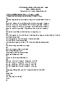 Đề thi học kì II – năm học 2007 – 2008 môn : công nghệ 9 thời gian làm bài : 45 phút ( không kể phát đề )