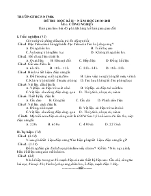 Đề thi học kì II - Năm học 2010 - 2011 môn: Công nghệ 8 trường THCS NTMK