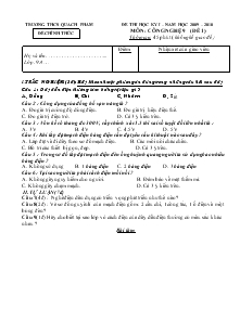 Đề thi học kỳ I – năm học 2009 – 2010 môn: công nghệ 9 (đề 1)