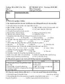 Đề thi học kỳ II – năm học: 2010-2011 môn: công nghệ thời gian: 45 phút