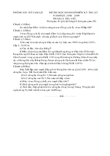 Đề thi học sinh giỏi môn kỹ thuật năm học: 2008 - 2009 phần lý thuyết