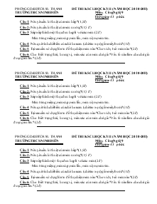 Đề thi khảo sát chất lượng học kỳ II ( năm học 2010-2011) môn: công nghệ 9 thời gian: 45 phút