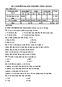 Đề thi kiểm tra học kì II môn Công nghệ 8