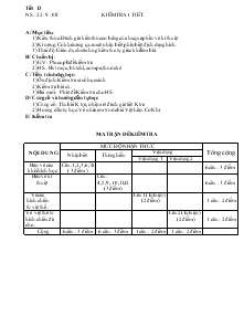 Giáo án Công nghệ 8 *- Tiết 13: Kiểm tra 1 tiết